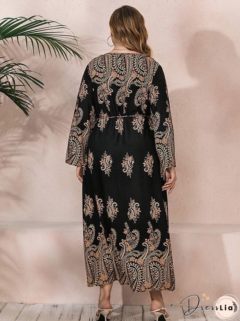 Elegant Loose Long Sleeve Plus Dresses