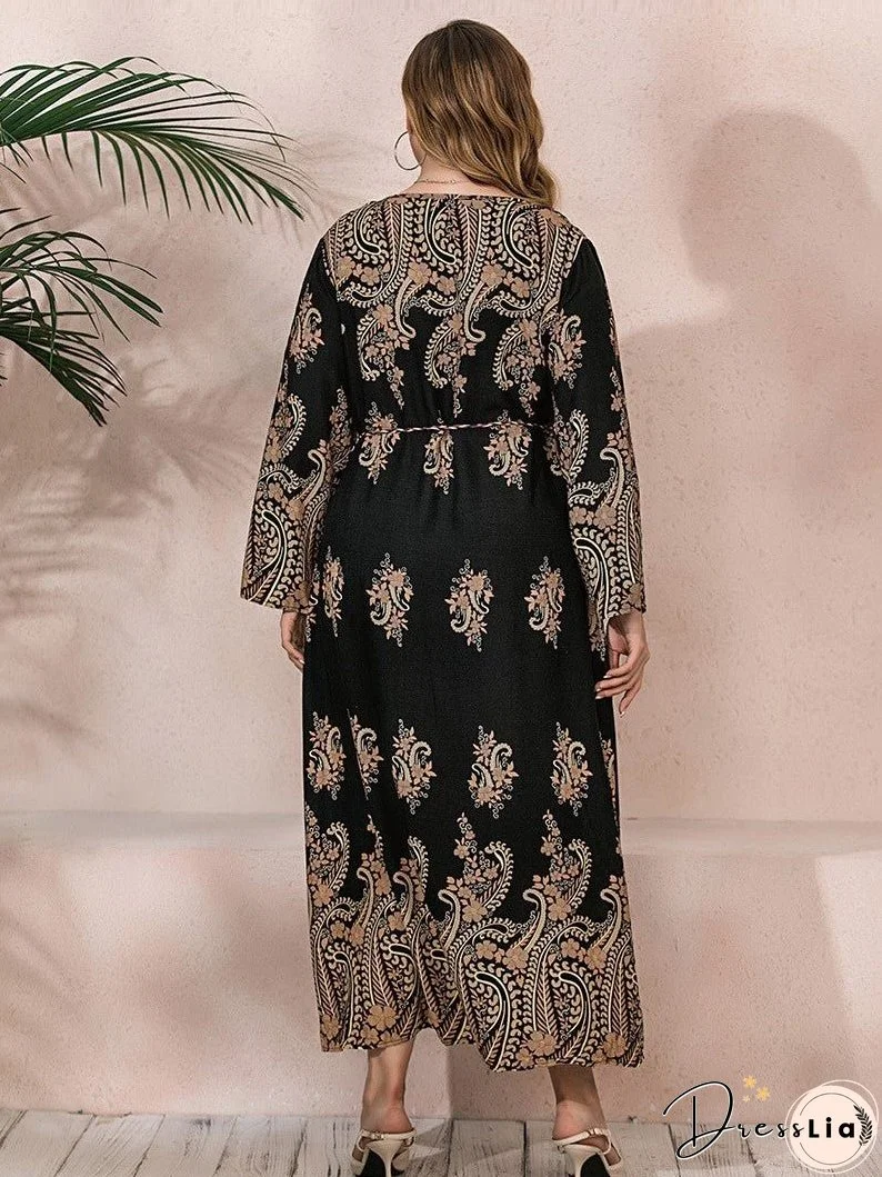 Elegant Loose Long Sleeve Plus Dresses