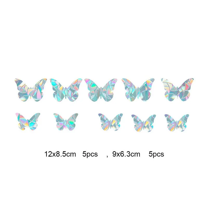 9pcs Electrostatic Glass Stickers Cat Hummingbird Trumpet Rainbow Prism PVC Glue-free Window Film Removable Glass Window Grilles
