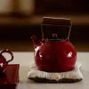 Household Kung Fu Tea Boiler Chinese Retro Pottery Ochre Dream Red Zhu Three-legged Small Wind Stove Electric Ceramic Stove Around the Stove Boil Teapot