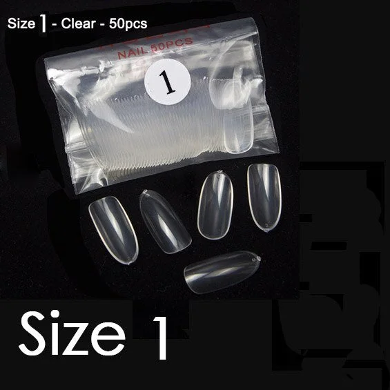 50pcs/bag Sold by separate size 10 sizes available size 0 1 2 3 4 5 6 7 8 9 false oval fake nail tips YW30-YW39-Nail Inspo