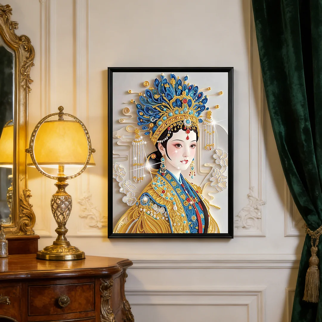 Diamond Painting - Partial Special Shaped Drill - Phoenix Crown Lady(Canvas|30x40cm)
