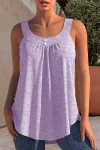 Plus Size Decorative Button Solid Curved Hem Tank Top