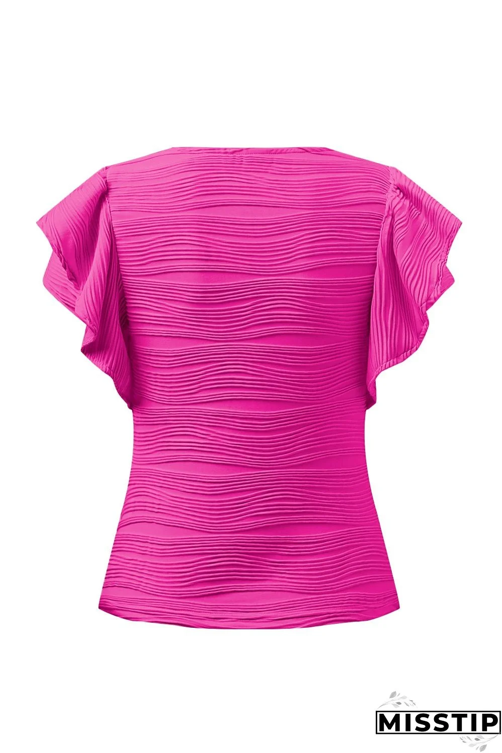 Textured Round Neck Cap Sleeve Top