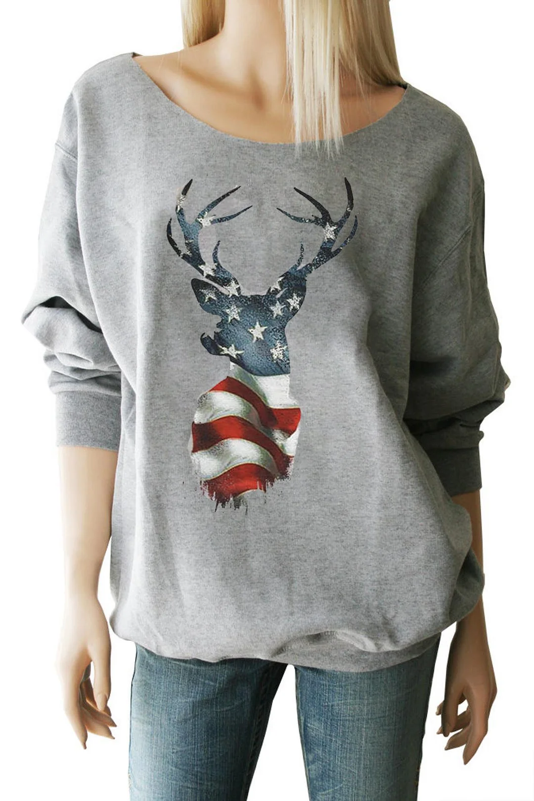 USA Flag Reindeer Sweatshirt