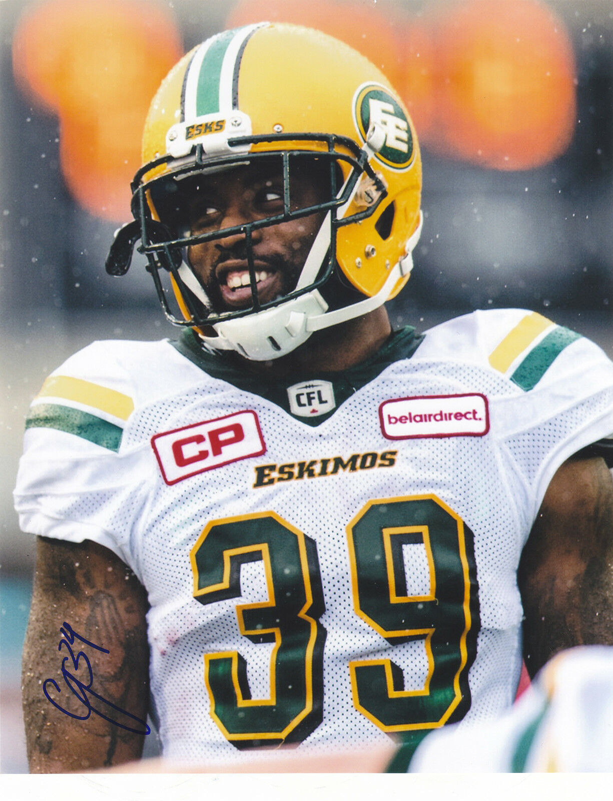 CJ GABLE SIGNED AUTOGRAPH EDMONTON ESKIMOS CFL 8X10 Photo Poster painting EXACT PROOF