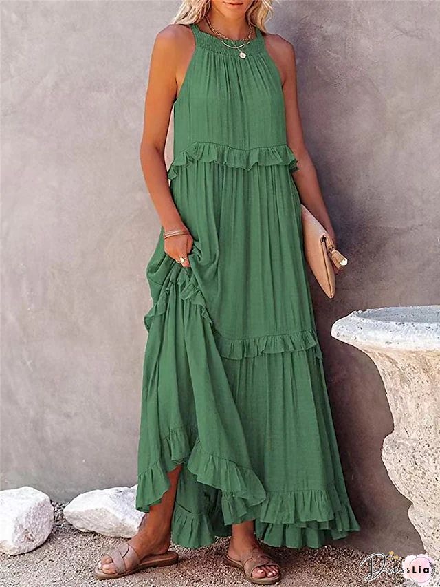 Elagant Big Swing Party Suspenders Dress