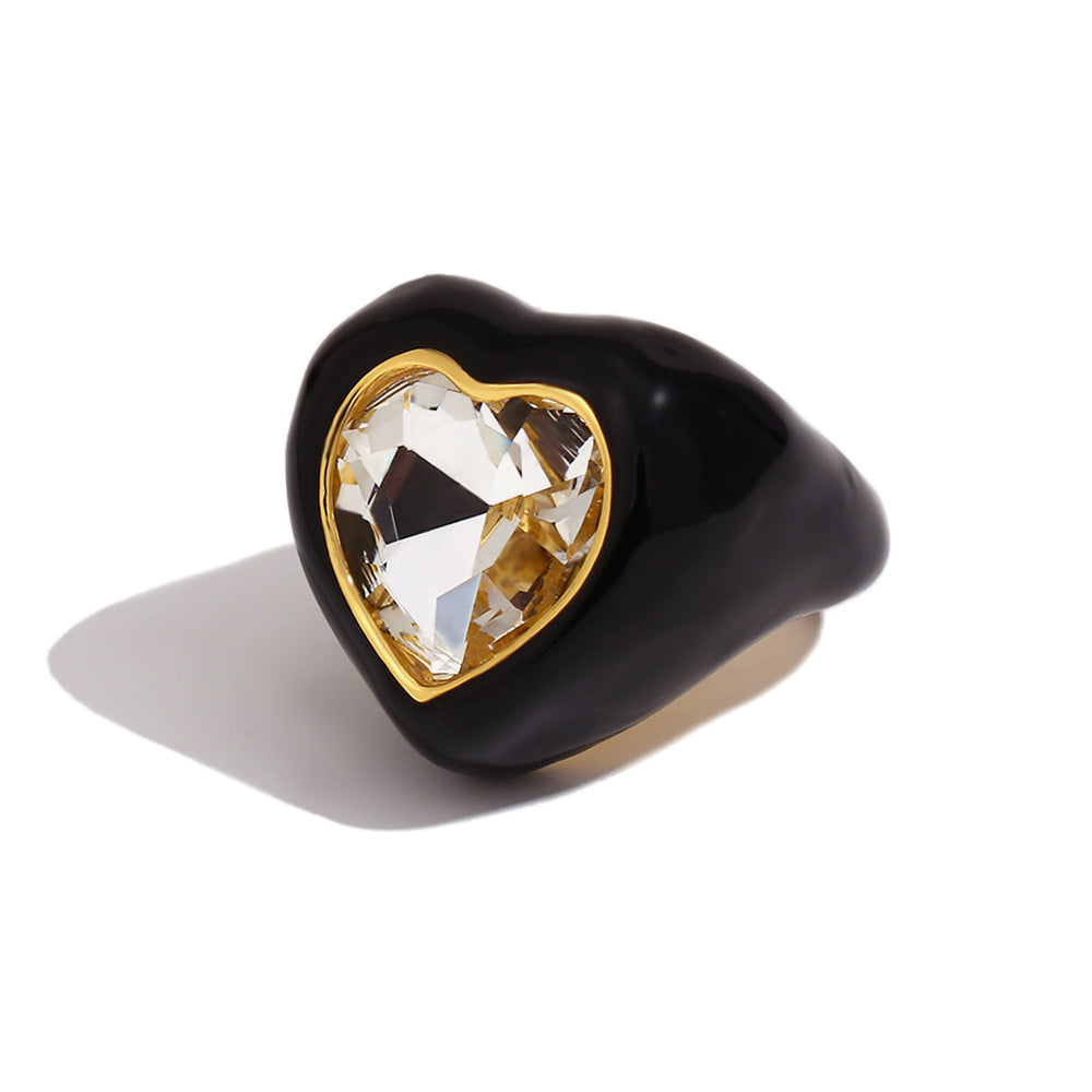 Women Fashion Heart Geometric Stainless Steel 18K Gold Plated Rings