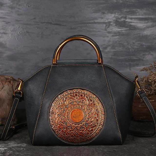 Retro & Elegant Cow Leather Handmade Handbag for Women