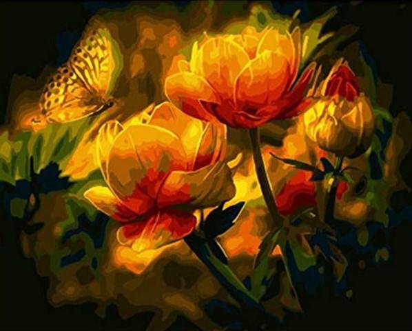 

Orange flower and Butterfly – Paint By Numbers - 40*50CM, 501 Original