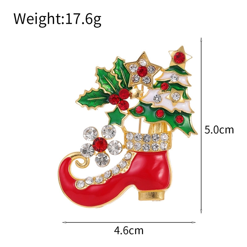 Cute Pin Gift Box Snowman Elk Zinc Alloy Enamel Plating Inlay Rhinestones Unisex Brooches