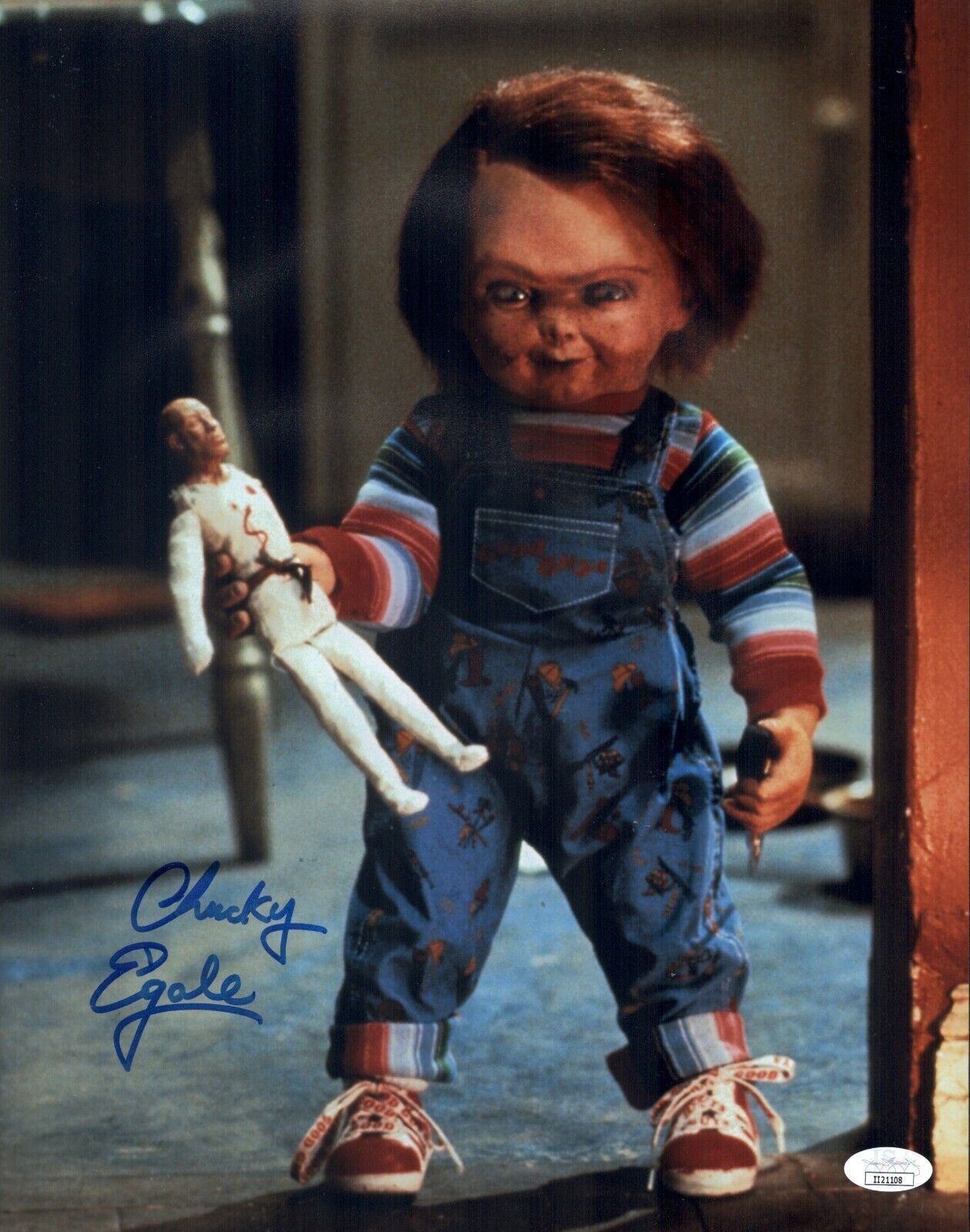 ED GALE Chucky Signed 11x14 Photo Poster painting Child's Play In Person Autograph JSA COA Cert