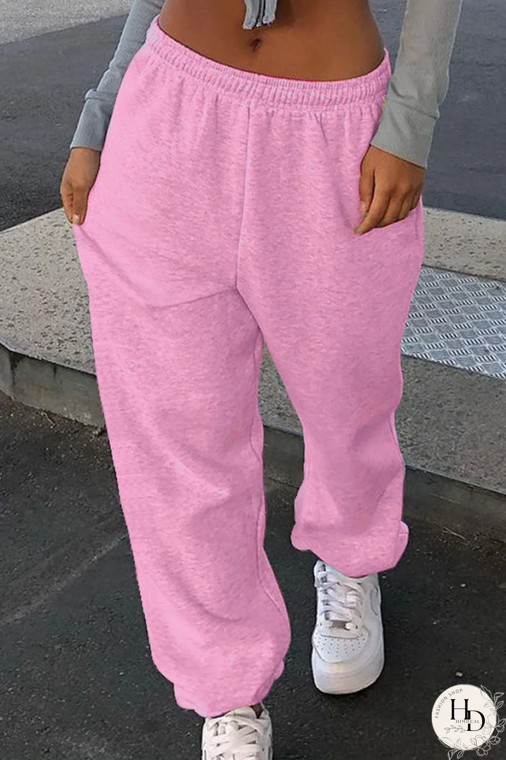 Pink Casual Regular Bottoms