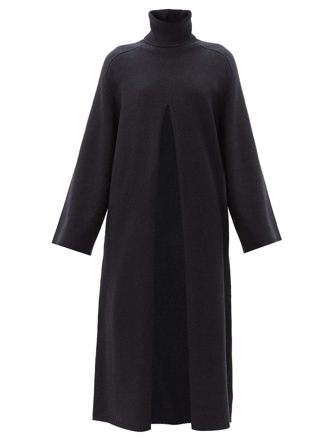 Viviane Slit-Front Wool Sweater Dress