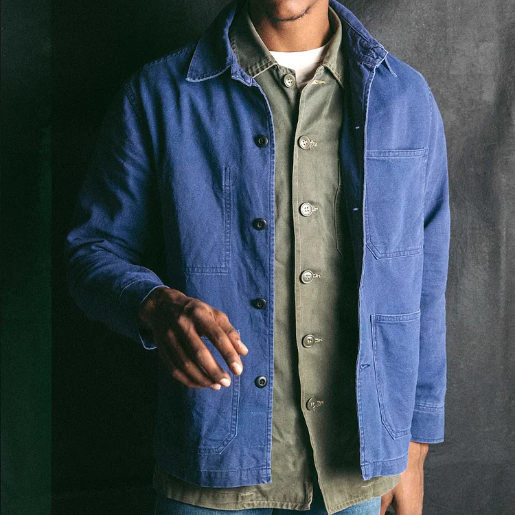 12oz 100% Cotton Canvas Lapel Long Sleeve Shirt Jacket