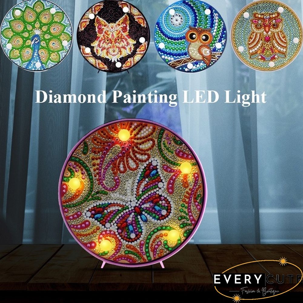 Multi-styles Christmas Halloween Mandala Animal DIY LED Full Drill Special Shaped Diamond Painting Modeling Lamp Table Decor Gift