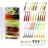 40pcs Soft Fishing Lures Kit with 10pcs Jig Head Hook Artificial Bait Soft Bait
