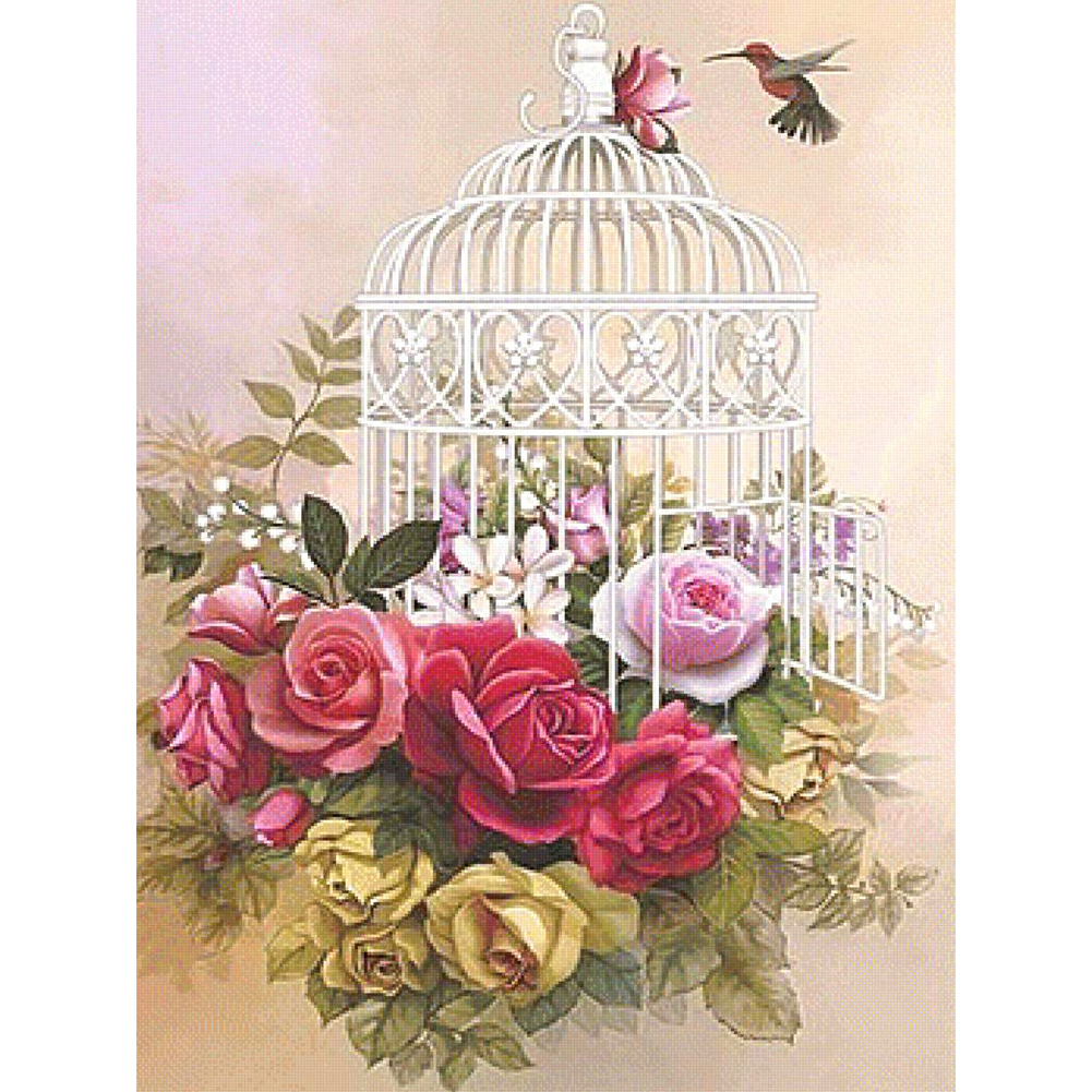 

Flower Bird Cage - Round Drill Diamond Painting - 30*40CM, Round diamond 30*40cm, 501 Original