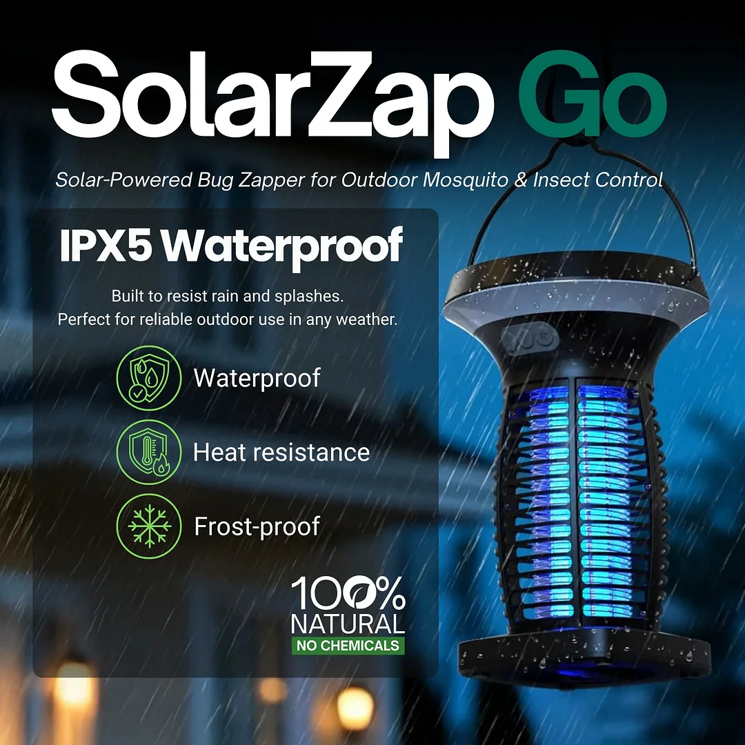 SolarZap Go - Portable Solar-Powered Bug Zapper for Outdoor Mosquito & Insect Control