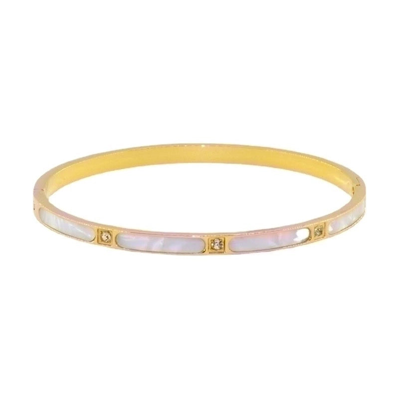 Elegant Geometric Titanium Steel Plating Shell Bangle