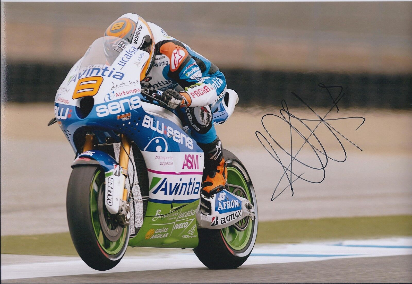 Hector Barbera SIGNED Avintia Blusens MotoGP Racing Team 12x8 Photo Poster painting AFTAL COA