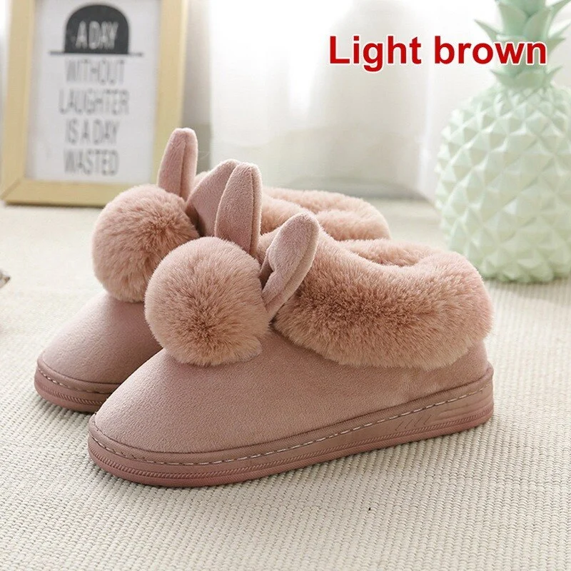 Winter Slippers Women Furry Warm Female Slipper Indoor Home Shoes Casual Ladies Soft Comfort Shoes Woman Furry Rabbit Ears Plush