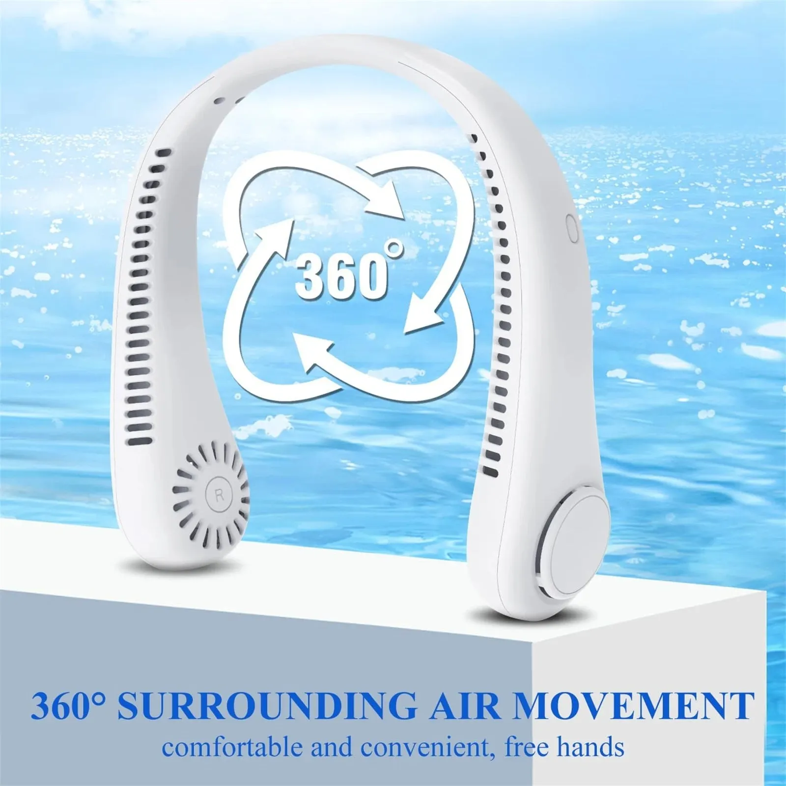 Hands-free portable neck fan for outdoor use