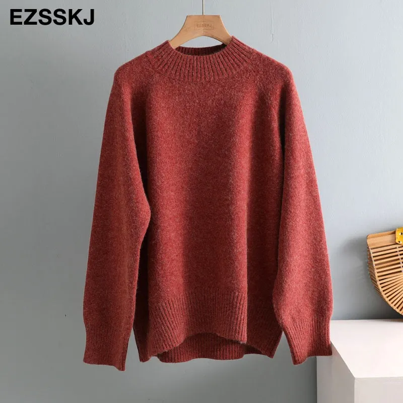 casual thick big Autumn Winter o-neck oversize Sweater Pullover Women warm chic female loose cashmere Basic wool Sweaters pull