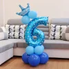 10PCS Blue Pink Party 0 - 9 Numbers Aluminum Film Latex Balloons Birthday Anniversary Decors