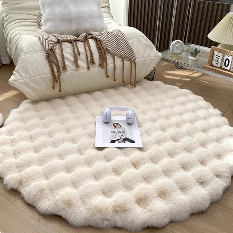Nigikala Round Carpets for Living Room Plush Floor Mat Soft Area Rugs Bedroom Bedside Fluffy Rug Shaggy Carpet Room Decor