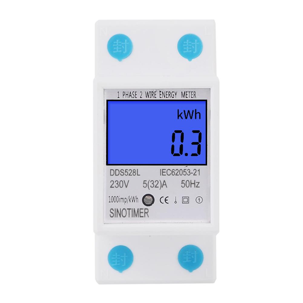 

5-32A 230V 50Hz Digital Backlight Display Rail Single Phase Energy Meter, 501 Original