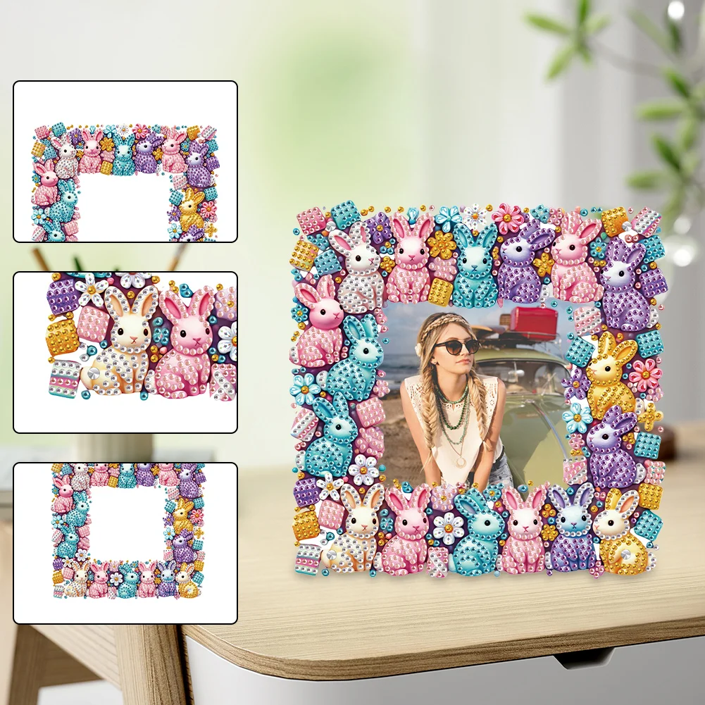 5D DIY Rabbit Acrylic Special Shape Rhinestone Tabletop Photo Frame Kit