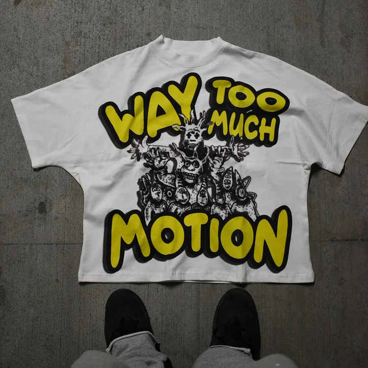 Vintage Why Too Much  Motion Graphic 100% Cotton Short Sleeve T-Shirt
