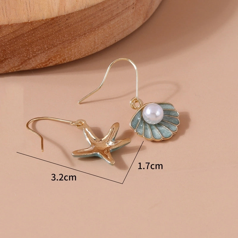 1 Pair Beach Starfish Copper Drop Earrings