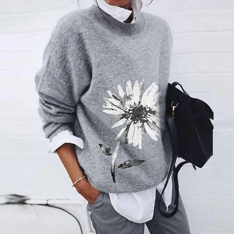 Casual Print Long Sleeve Sweater 