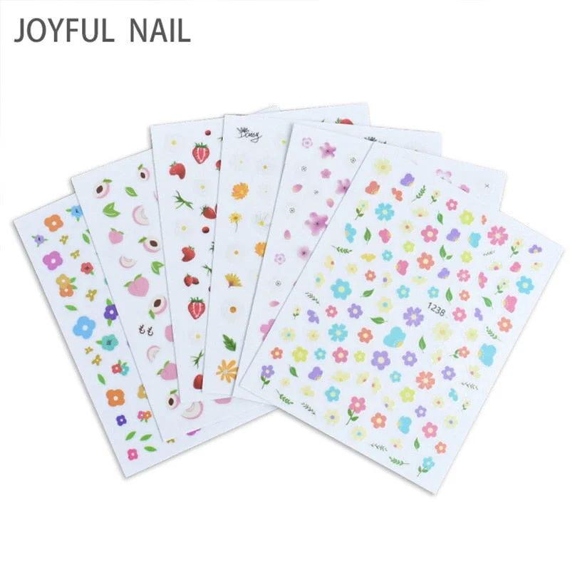 Beautizon Cute Image Flowers Leaves Cactus Nail Sticker 3D Engraved Nail Art Decorations Nail Decals Design