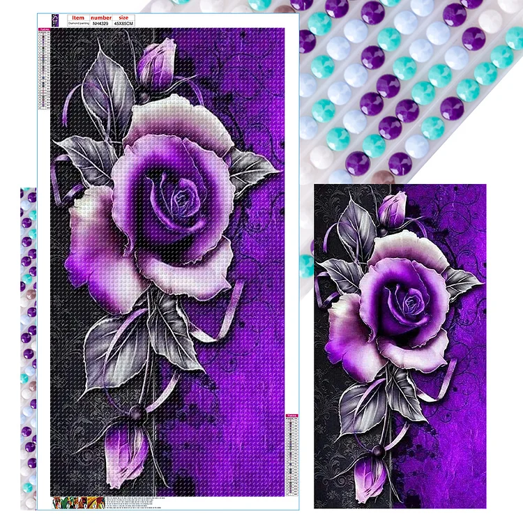 Purple Rose - Full Round Drill Diamond Painting - 45*85CM(Canvas)