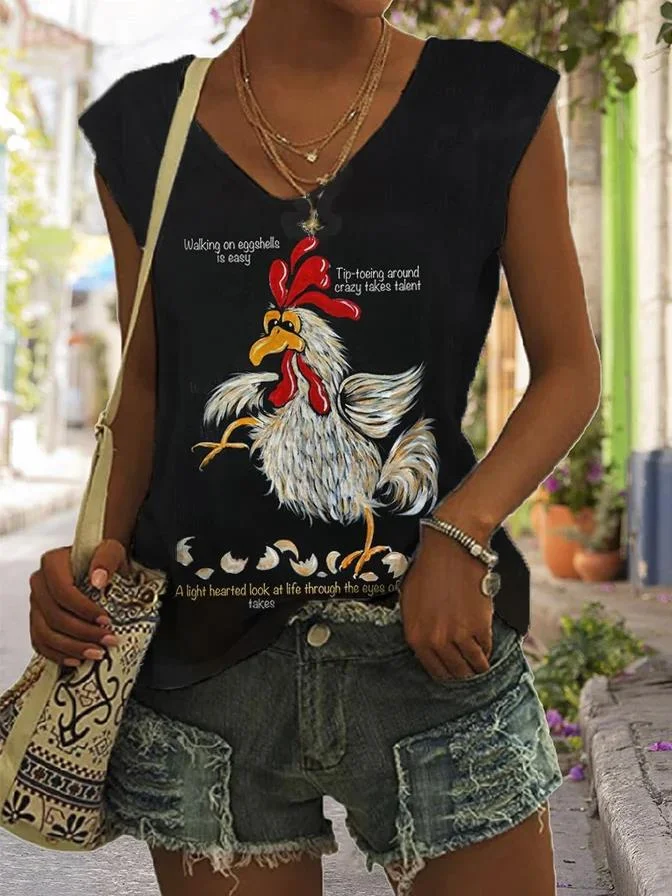 Egg Shells Painting Print V-neck Women's Vest
