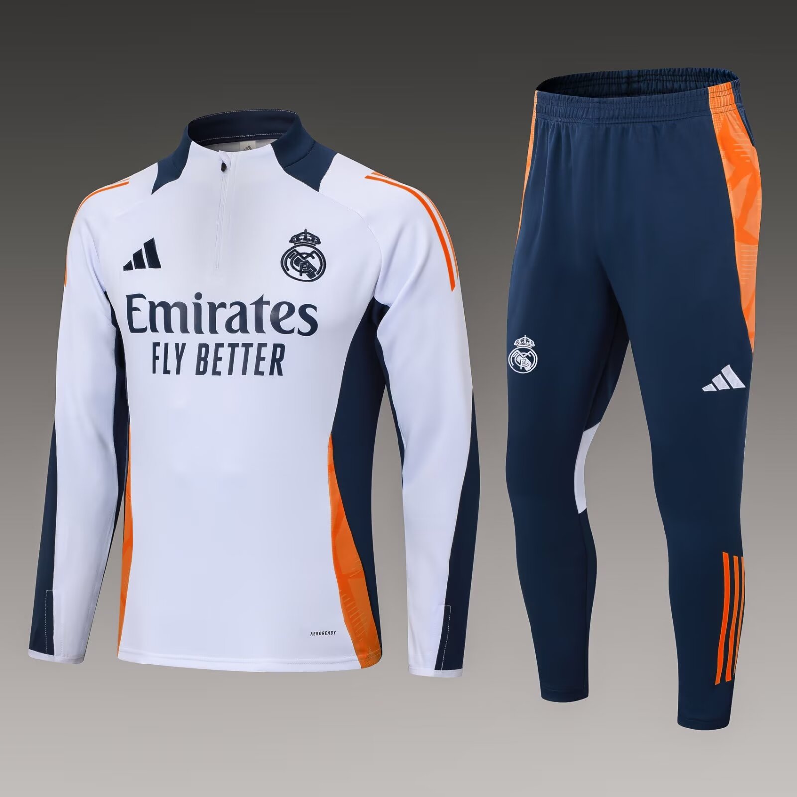 2024/2025 Real Madrid Half-Pull Training Suit White Football Shirt 1:1 Thai Quality