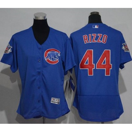 Women's Chicago Cubs #44 Anthony Rizzo Blue Flexbase Authentic Stitched MLB Jersey