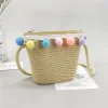 Crossbody Bag New Summer Children Beach Flower Straw Bag 3-7 Old Years Lovely Kids Holiday Travel Beach Bags