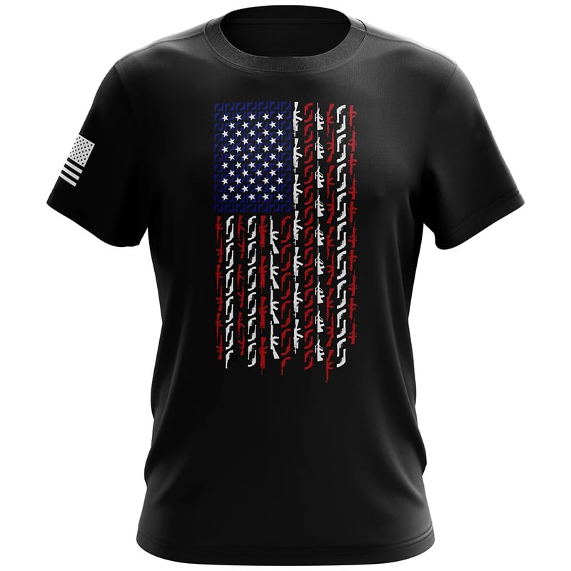 Men‘s “AMERICAN FLAG IN GUNS” Printed T-Shirt