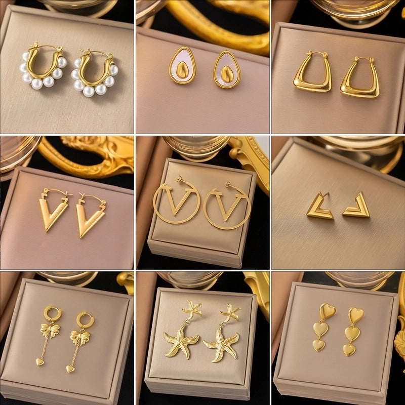 1 Pair Elegant Sweet Streetwear Geometric Plating Titanium Steel Earrings