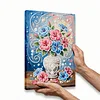 DIY Pearl Painting Hibiscus Vase for Home Decor with Frame(30x20cm)