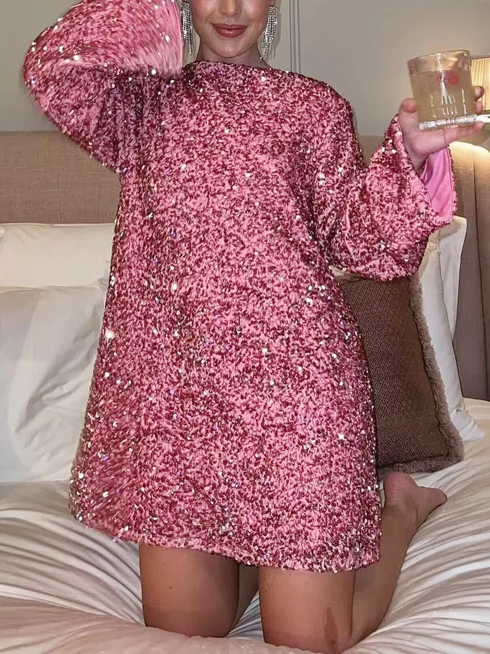 Black Friday Sales-50% OFF-XMAS Sequined Tie Back Midi Dress In White