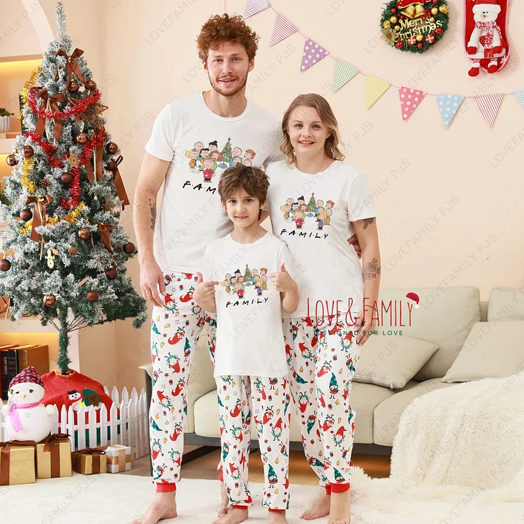 Christmas Family Snoopy Matching Family Short Sleeve Pajamas Sets(White)