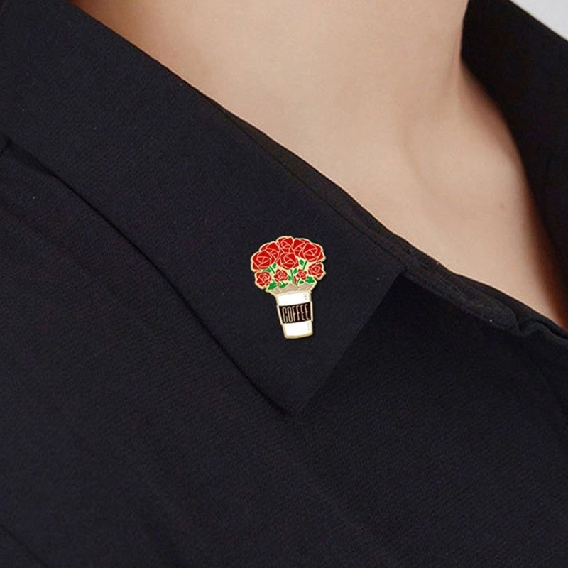 Elegant Cartoon Style Sweet Pin Sunflower Rose Flower Alloy Stamping Stoving Varnish Plating Unisex Badge Brooches Collar Pin