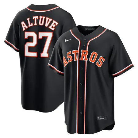 Youth Houston Astros #27 Jose Altuve Nike Fashion Replica Black Out Jersey
