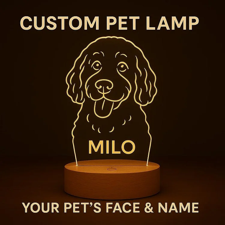 Custom Pet Lamp – Personalized LED Acrylic Night Light with Pet Name, Pet Memorial Gift