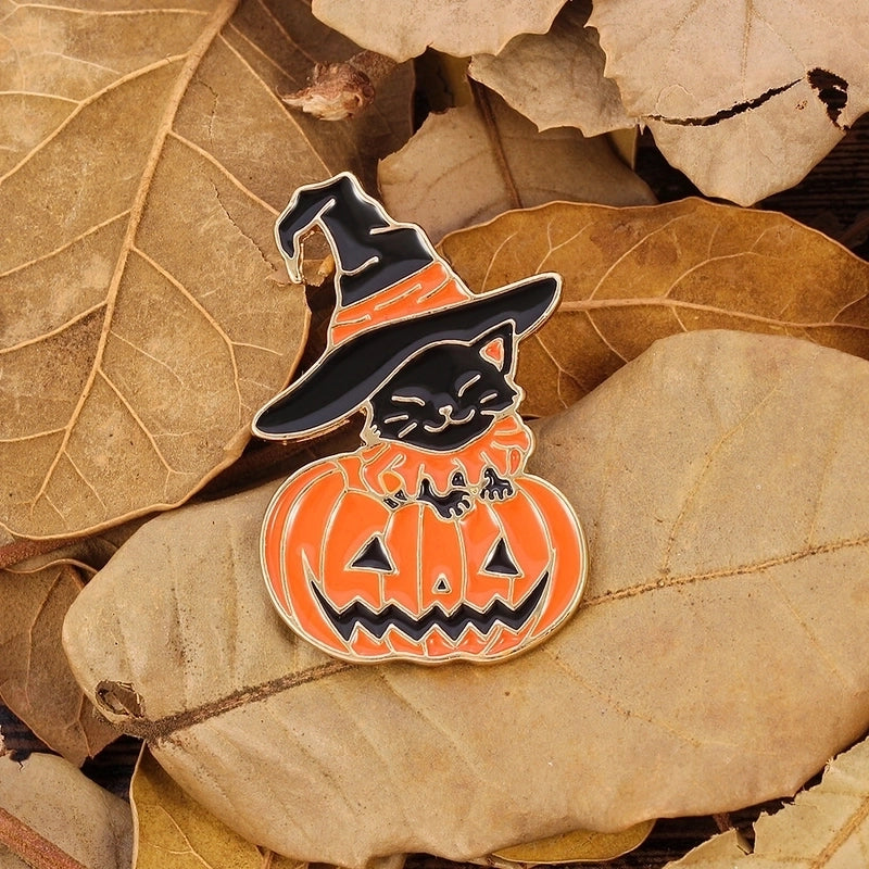 IG Style Funny Pin Pumpkin Bat Skull Alloy Enamel Unisex Brooches